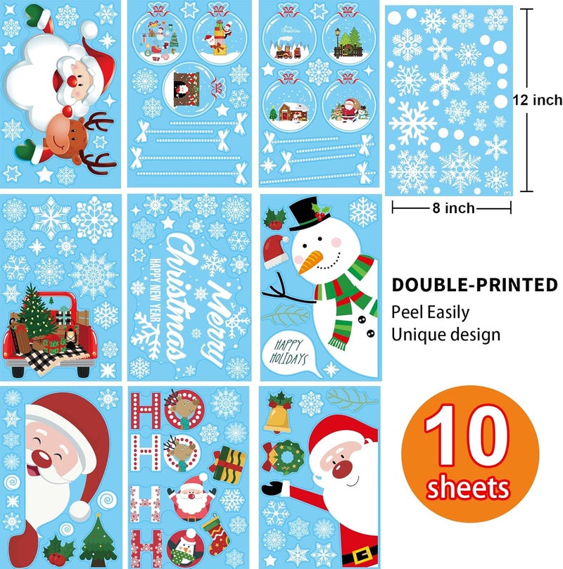 i-Beeboo Christmas Window Clings Double Sided Christmas Window Clings Christmas Window Decorations Winter Decorations Window Snowflakes Decal Xmas Decorations for Glass Windows Home School Office - Image 3